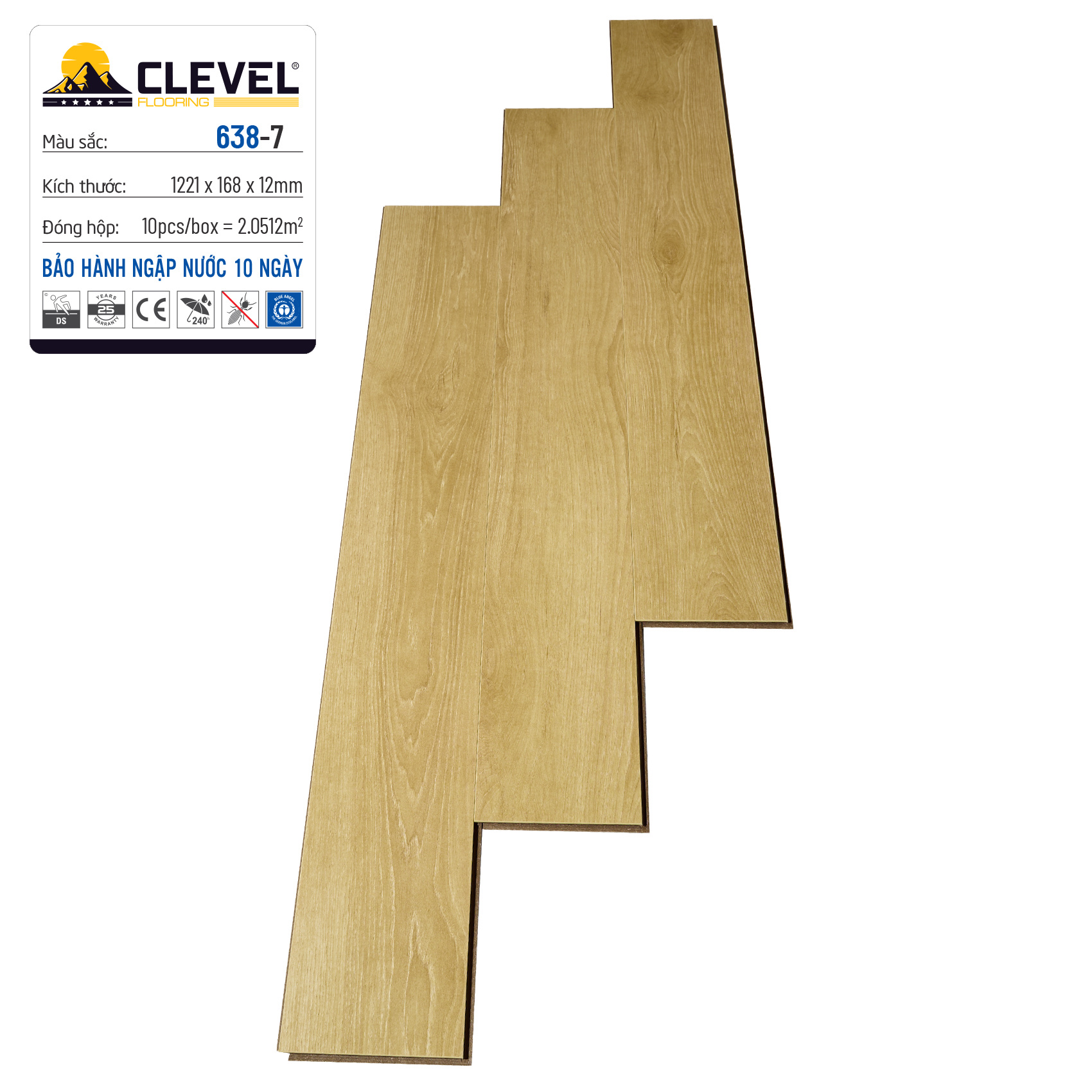 Sàn gỗ CLEVER sần theo vân 638 - 7